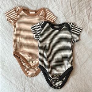 Striped Hanna Andersson One Piece Set - Black and Brown